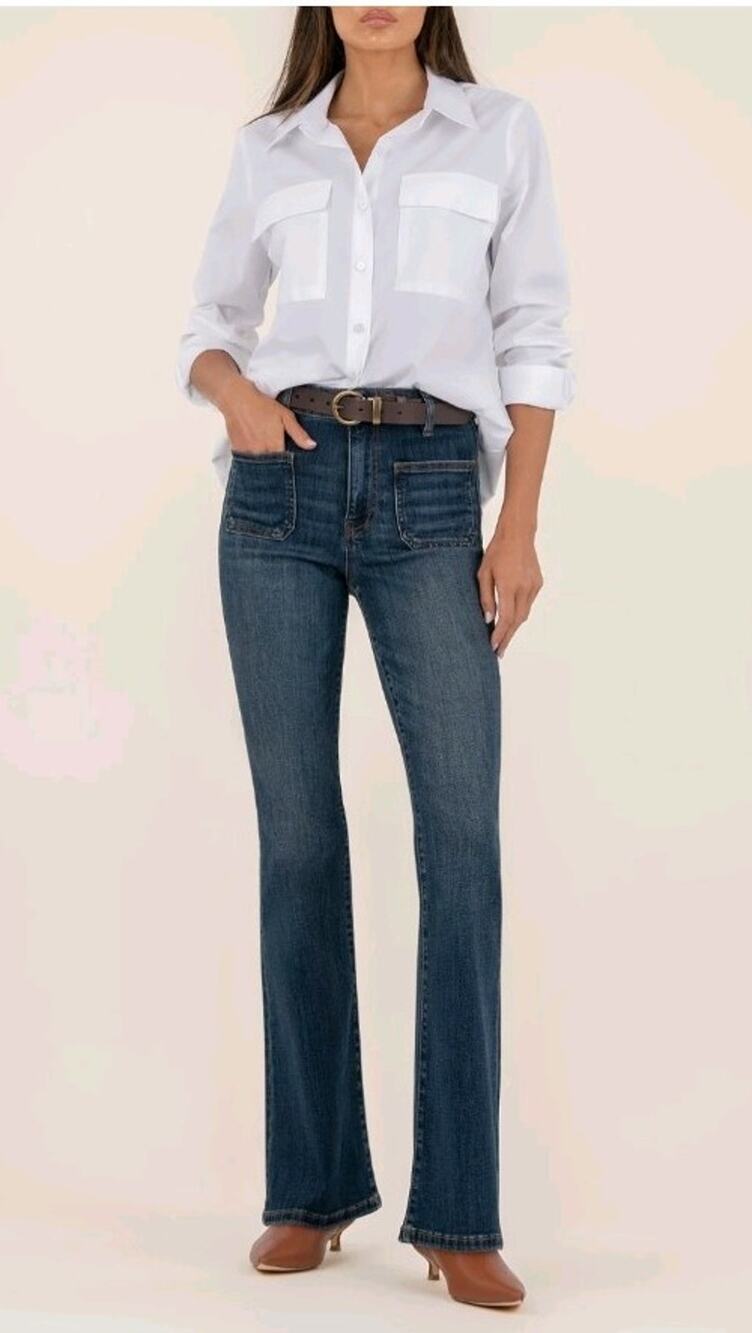 KUT From the Kloth Women's ANA High-Rise Flare Dark Wash Jeans Size 6